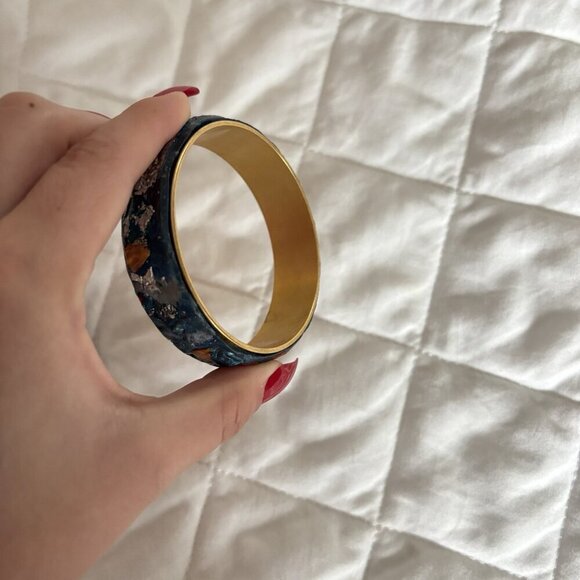 Lot Of 2 Handmade Bohemian Style Cuff Bangle Bracelet Art Blue Purple - Picture 7 of 8